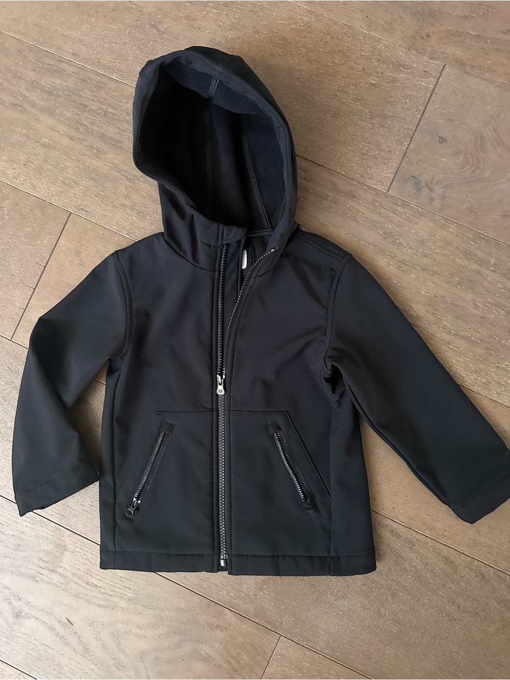 Baby Gap Black Fleece Lined Hooded Rain Jacket Coat